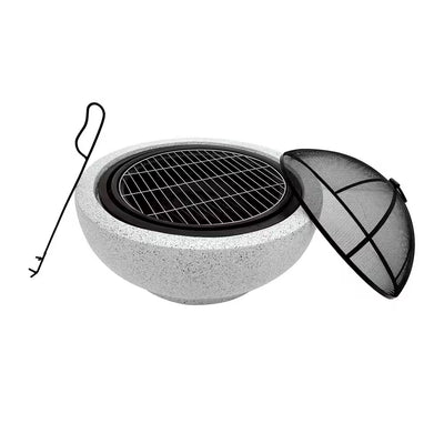 Contemporary Wood round Burning Fire Pit in Grey