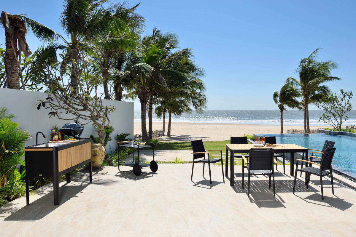Portals Aluminum; FSC Teak Portable Outdoor Kitchen