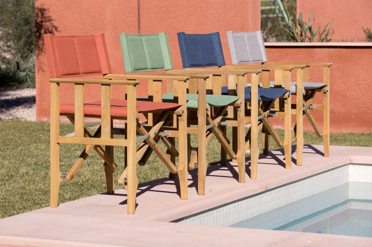 Zircon FSC-Certified Teak Director Chair with Weather-Net Mesh – Blue Horizon