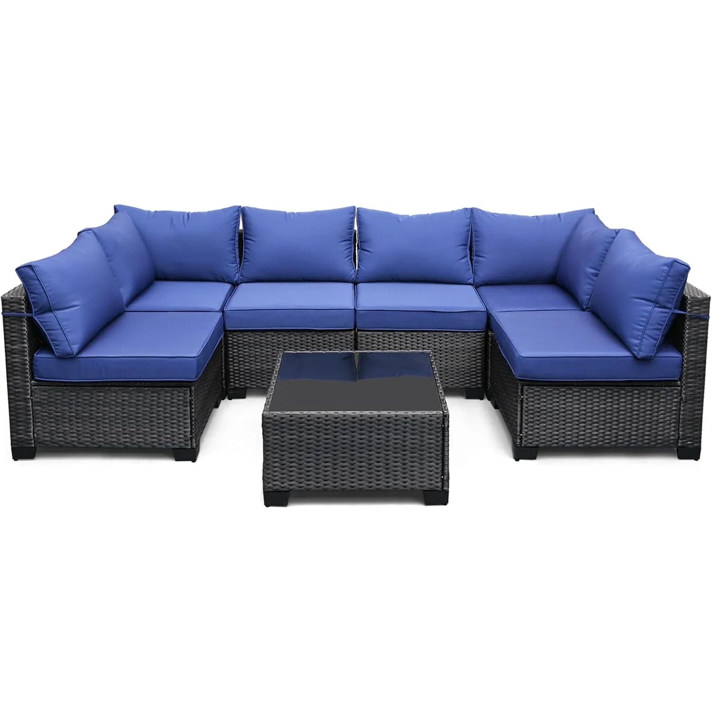 S & B Enterprise HobbyLane 7-Piece Modular Outdoor Wicker Sectional Set