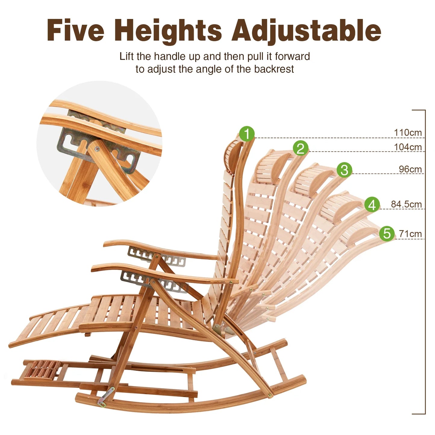 Heavy-Duty Folding Bamboo Rocking Chair & Outdoor Chaise Lounger