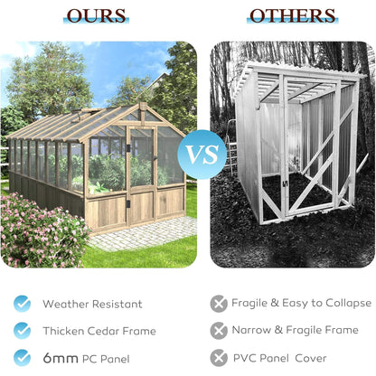 8ft X 16ft Large Heavy-Duty Outdoor Wooden Greenhouse (SAK18467)
