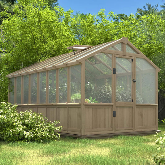 8ft X 16ft Large Heavy-Duty Outdoor Wooden Greenhouse (SAK18467)