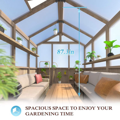 8ft X 16ft Large Heavy-Duty Outdoor Wooden Greenhouse (SAK18467)