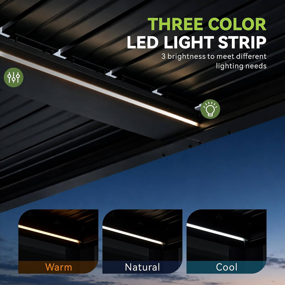 [09X12FT] Premium Outdoor Electric Motorized Louvered Pergola With Built-In LED Lights & Fan (SAK53841)