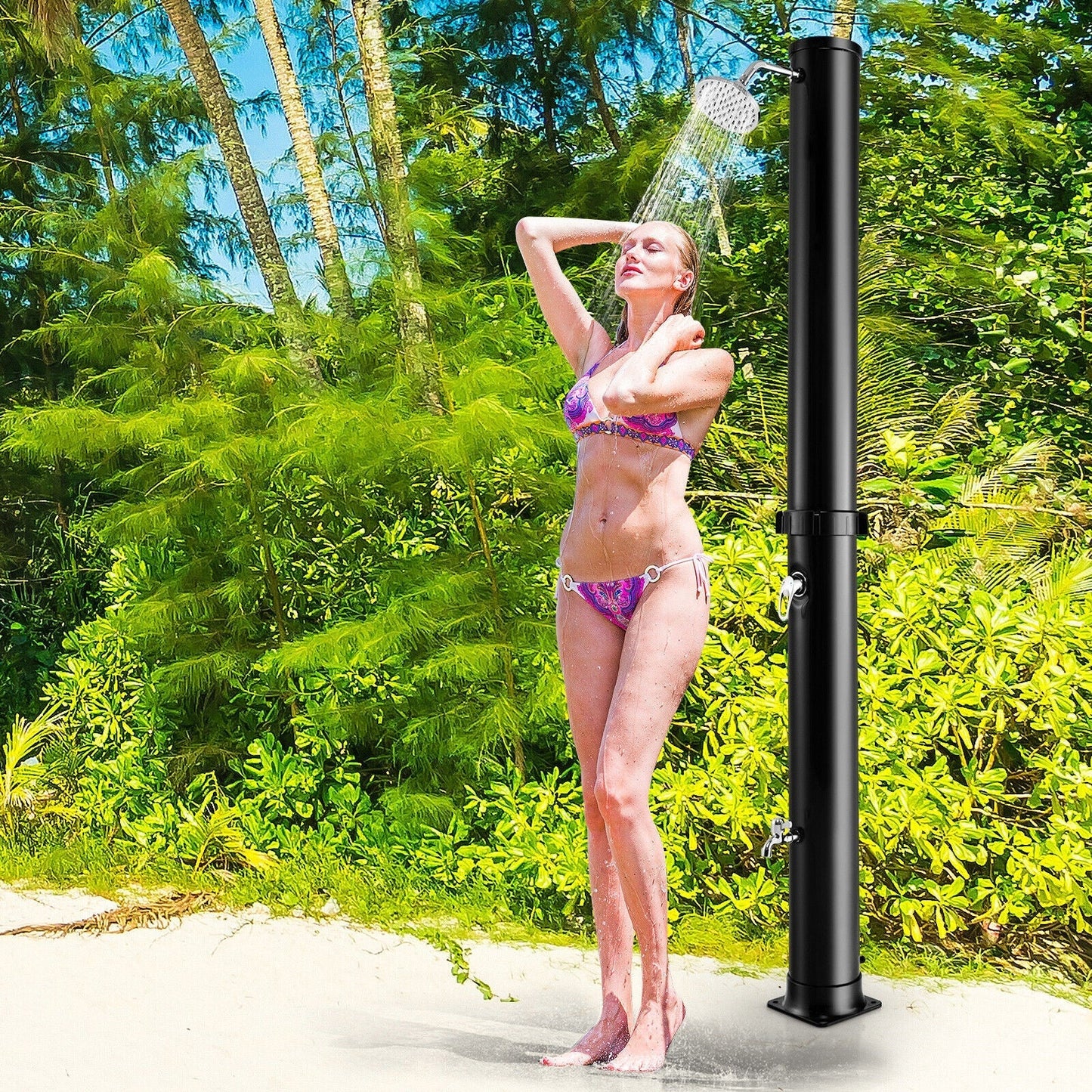 7.2-Foot Solar-Heated Outdoor Shower with 360° Rotating Shower Head & Foot Tap