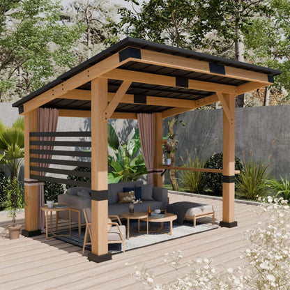 10ft X 12ft Alora Heavy-Duty Premium Outdoor All-Season Wooden Cedar Hardtop Gazebo (SAK57184)