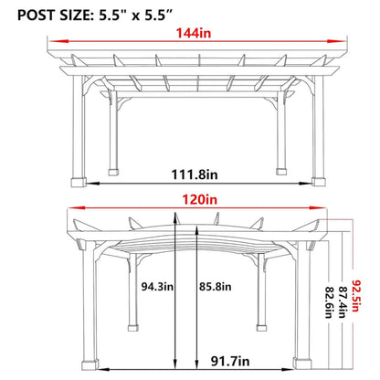 12ft X 14ft Alora Luxury Outdoor All-Season Backyard Cedar Wood Gazebo Pergola (SAK68194)