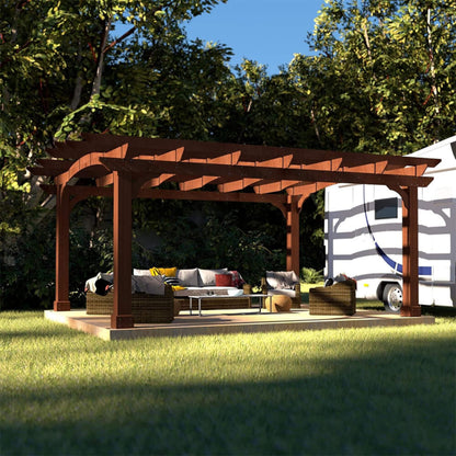 12ft X 14ft Alora Luxury Outdoor All-Season Backyard Cedar Wood Gazebo Pergola (SAK68194)