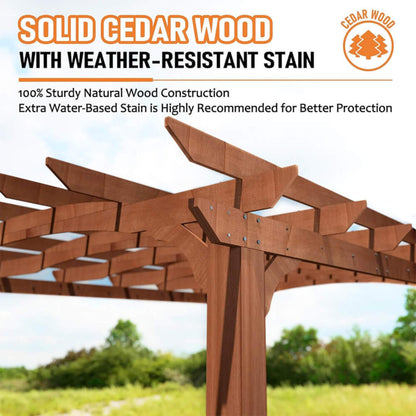 12ft X 14ft Alora Luxury Outdoor All-Season Backyard Cedar Wood Gazebo Pergola (SAK68194)