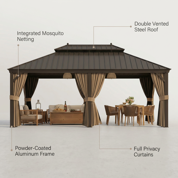 14 ft. x 20 ft. Hardtop Gazebo with Galvanized Steel Roof
