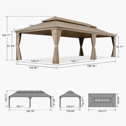 14ft X 28ft Alora Extra-Large Hardtop Gazebo With Galvanized Steel Double Roof (SAK85731)