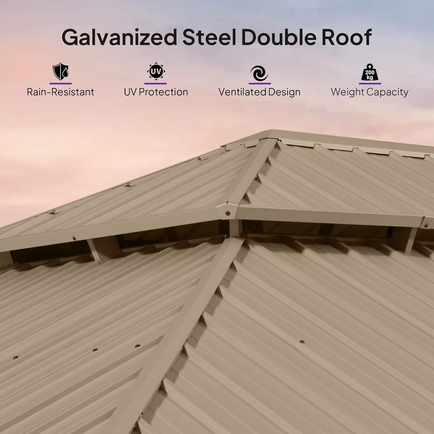 14ft X 28ft Alora Extra-Large Hardtop Gazebo With Galvanized Steel Double Roof (SAK85731)