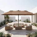 15.5 ft Patio Umbrella with Solar LED Lights & Crank