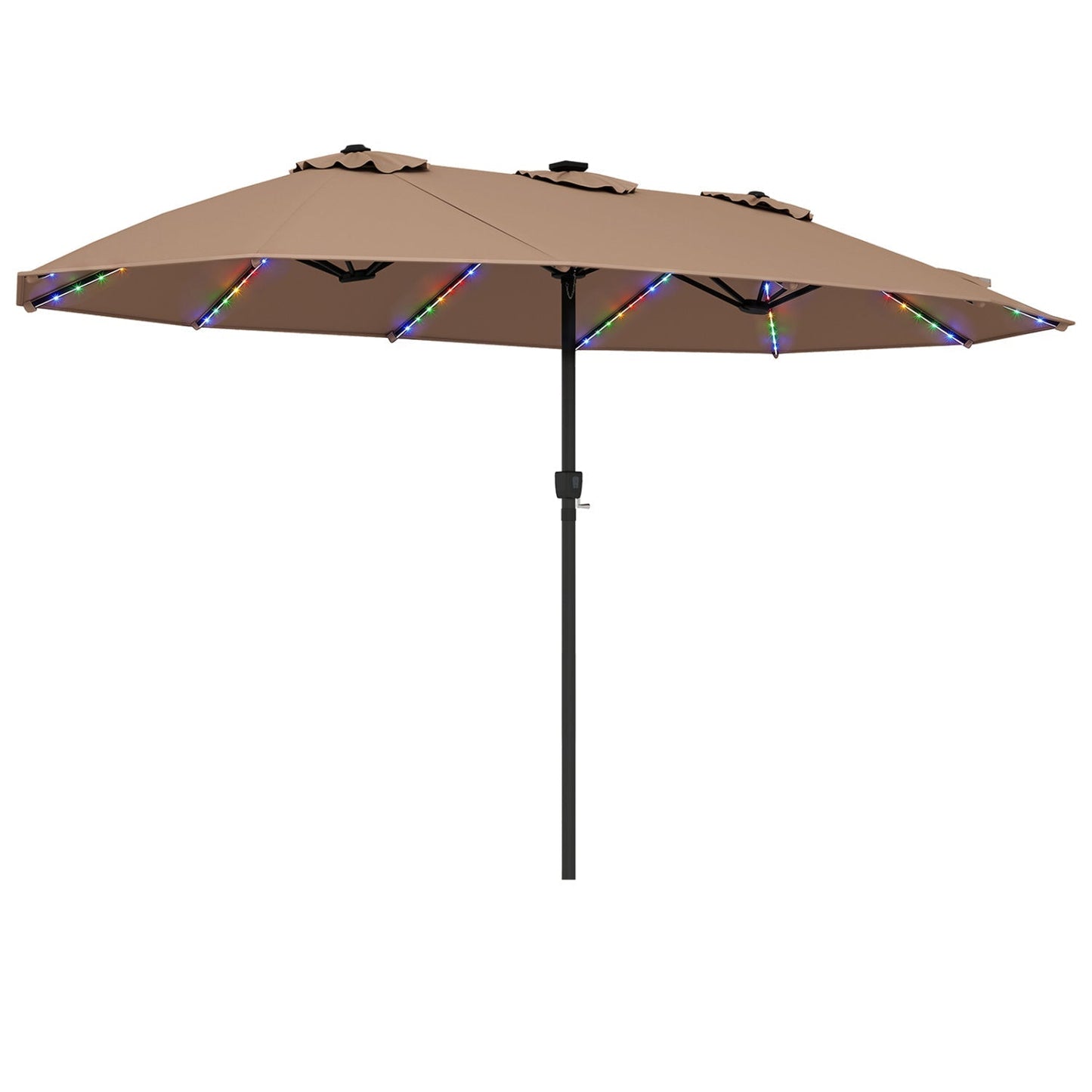 Double-Sided Solar LED Patio Umbrella 15.5 x 9.5 ft