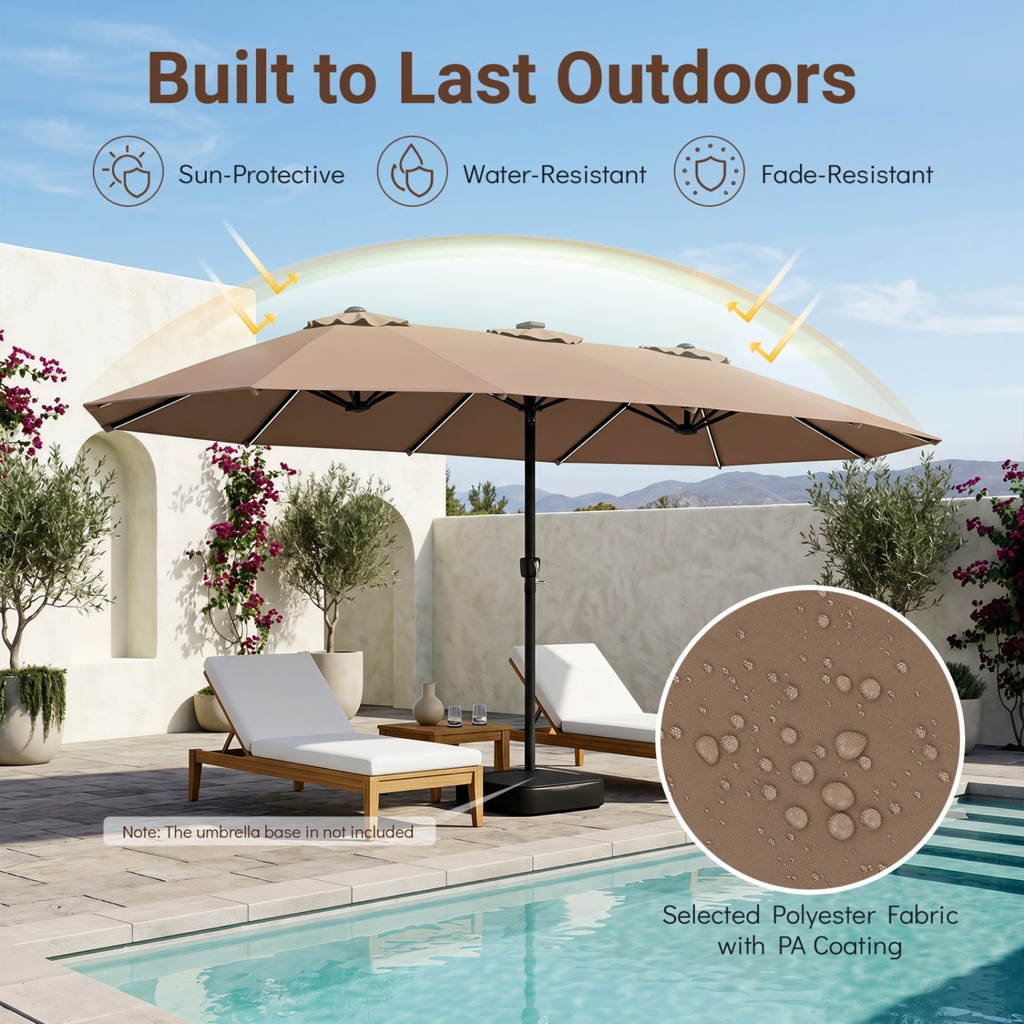 Double-Sided Solar LED Patio Umbrella 15.5 x 9.5 ft