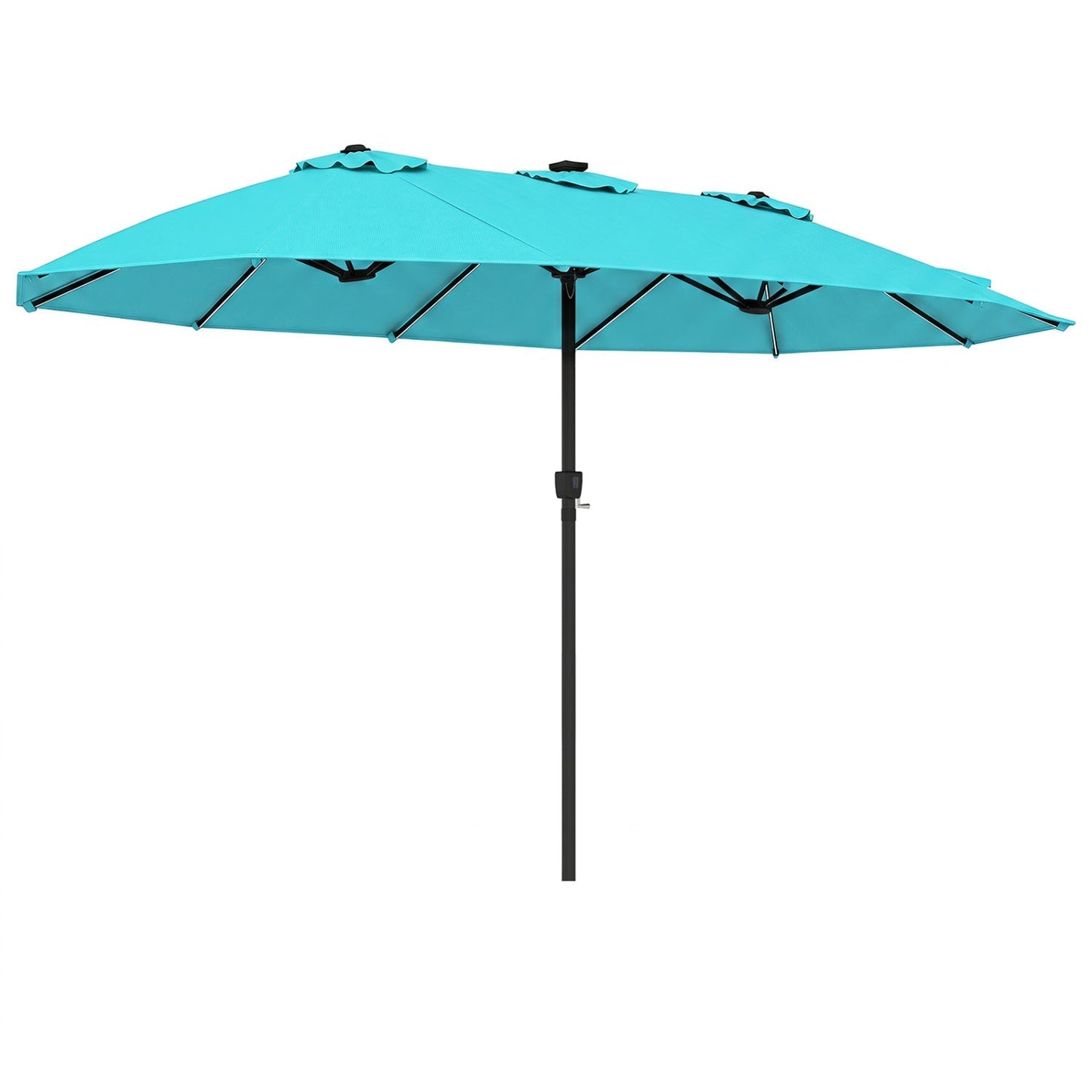 Double-Sided Solar LED Patio Umbrella 15.5 x 9.5 ft