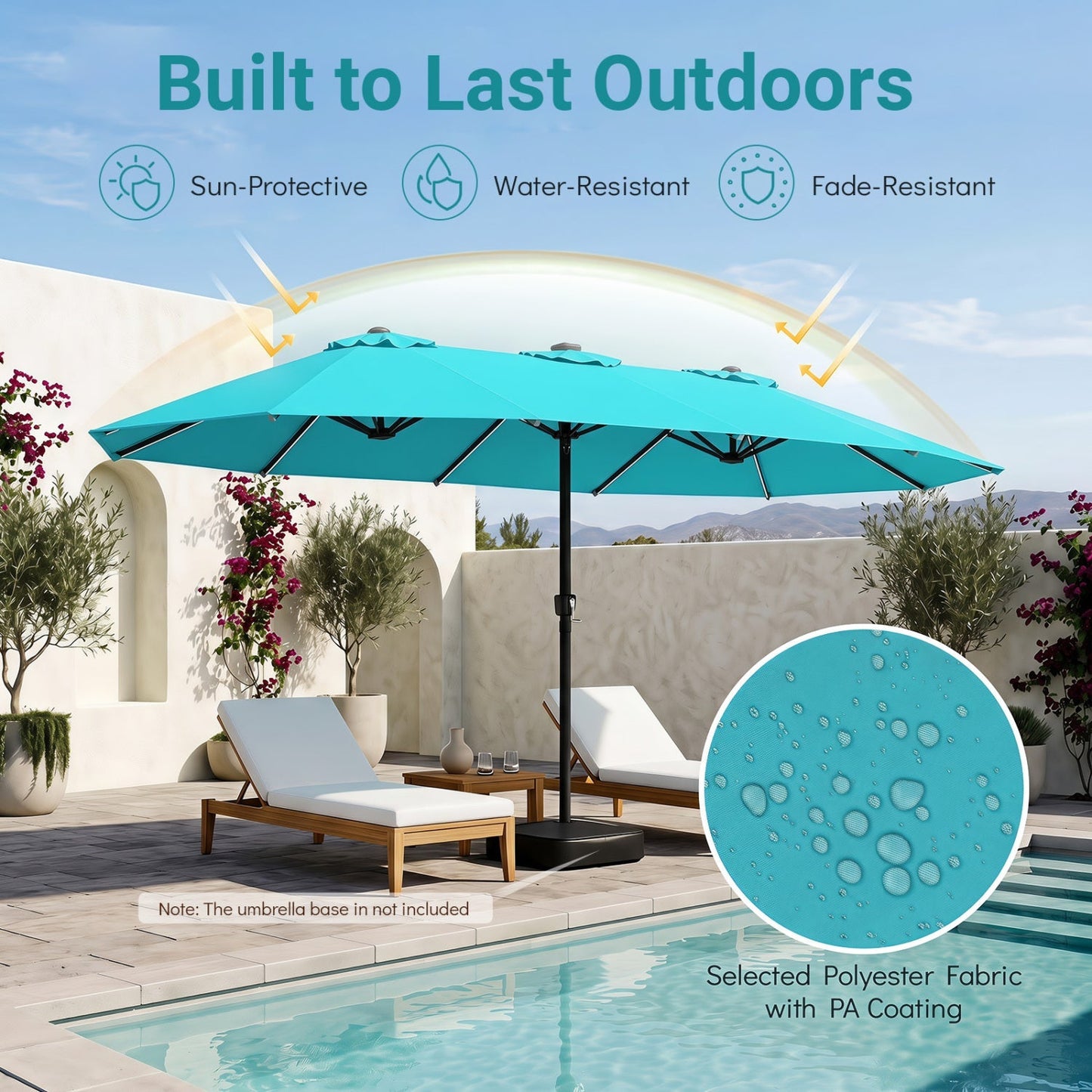Double-Sided Solar LED Patio Umbrella 15.5 x 9.5 ft
