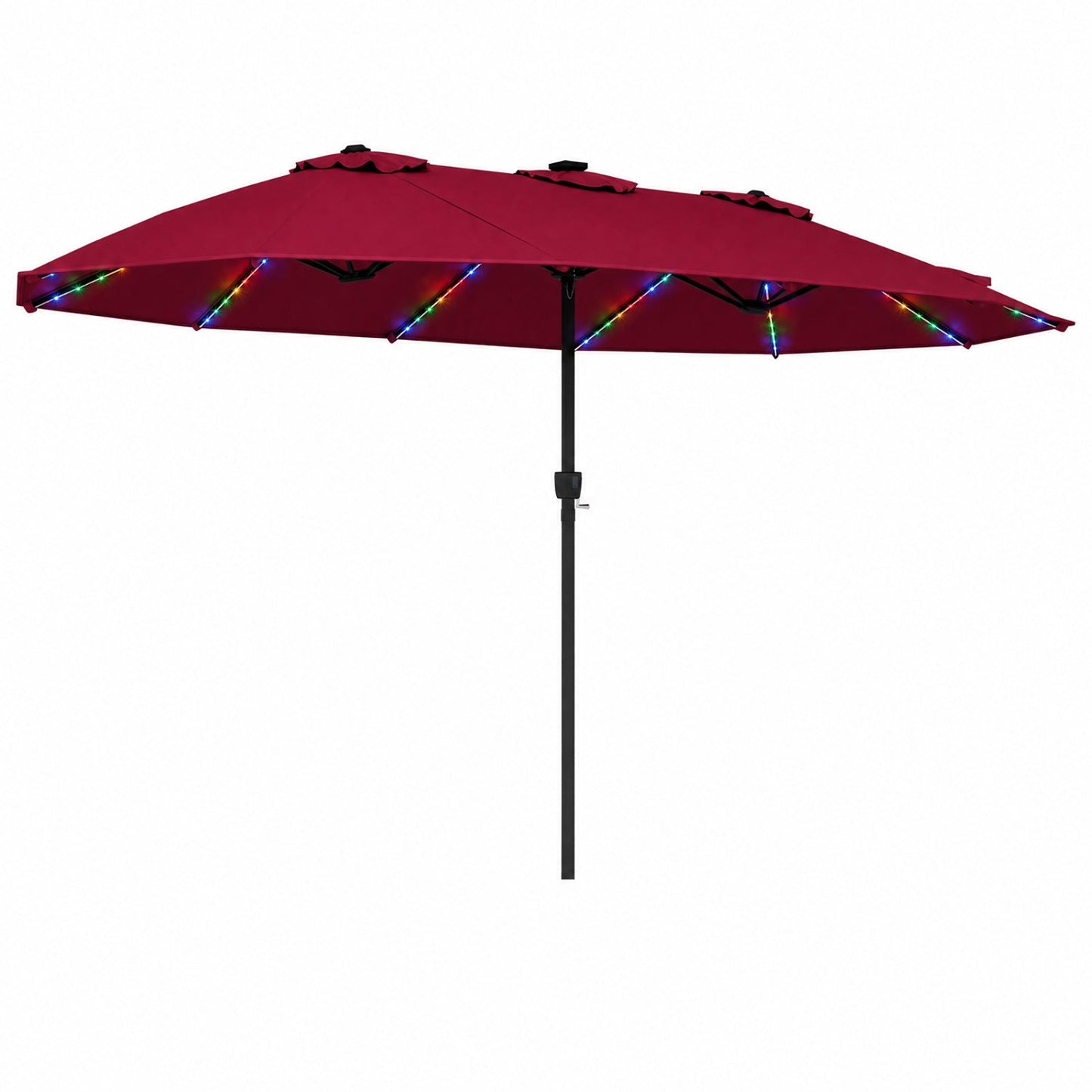 Double-Sided Solar LED Patio Umbrella 15.5 x 9.5 ft