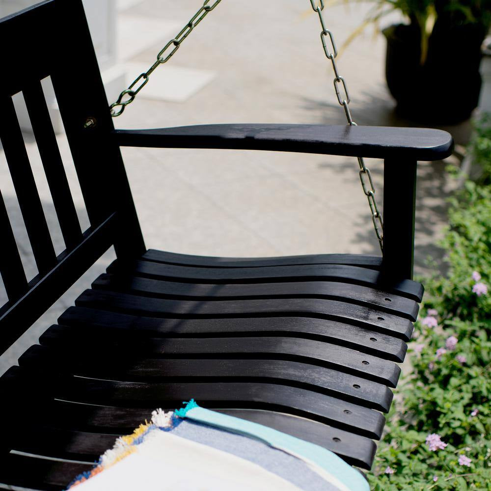 Thames Black Wood Porch Swing