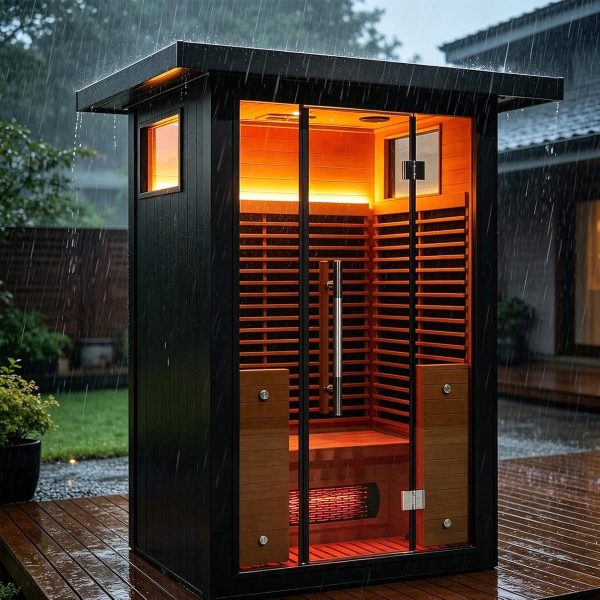 Lugano 2-Person Outdoor Full-Spectrum Infrared Sauna With Aluminum Alloy Exterior & WiFi (SAK14973)