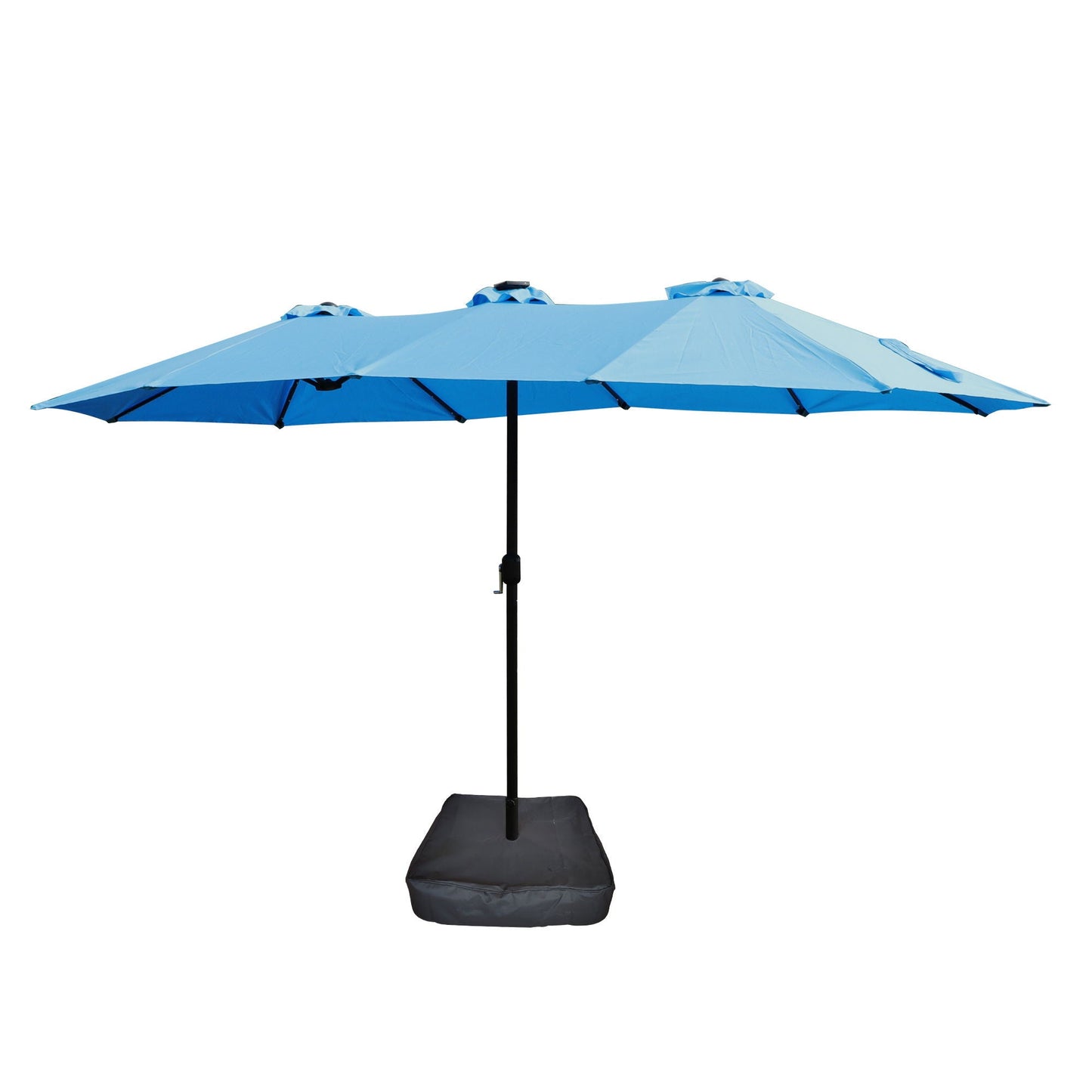 15ft x 9ft Extra-Large Double-Sided Solar LED Market Patio Umbrella with Cross Base
