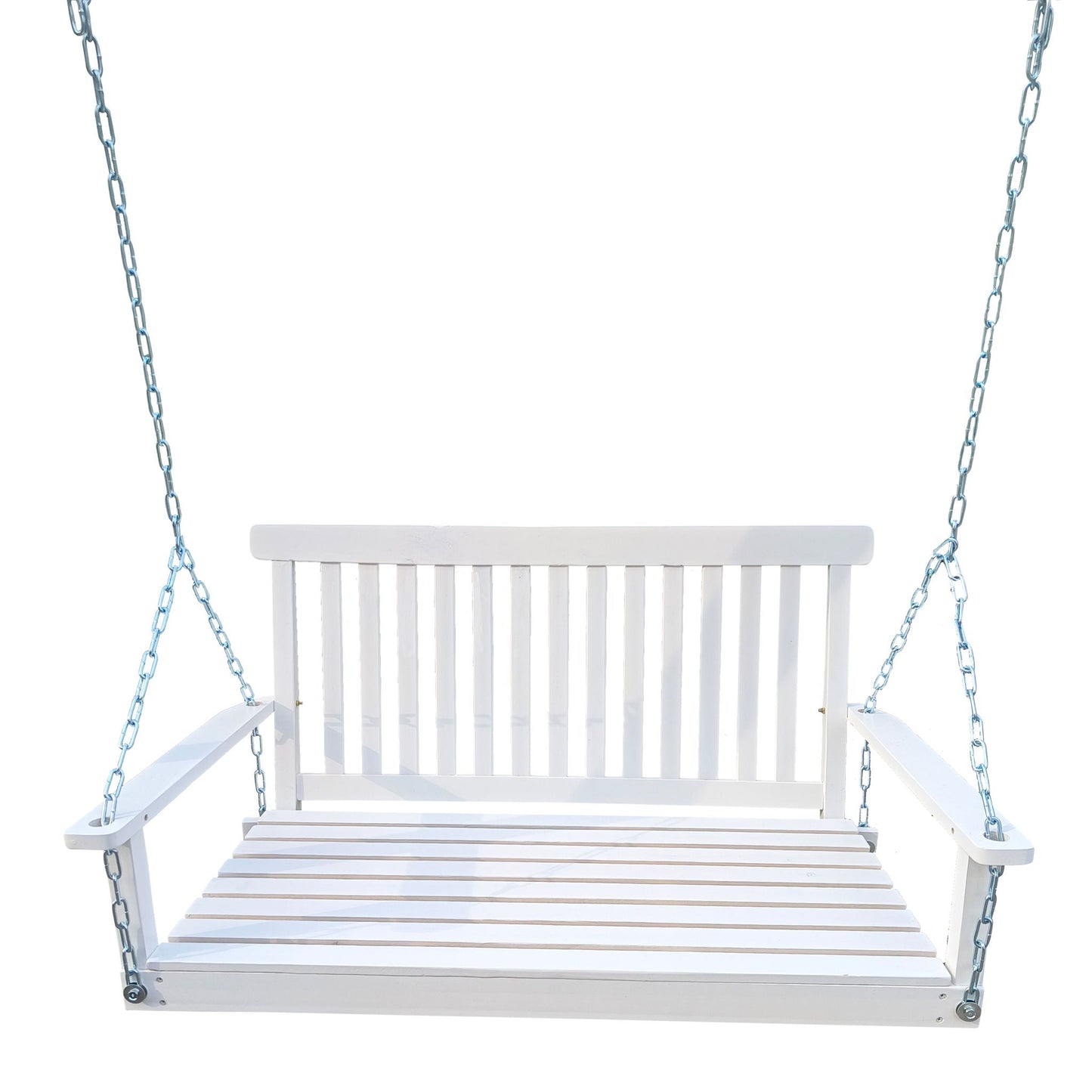 Unique Piece Furniture Outdoor Front Porch Swing with Armrests and Hanging Chains