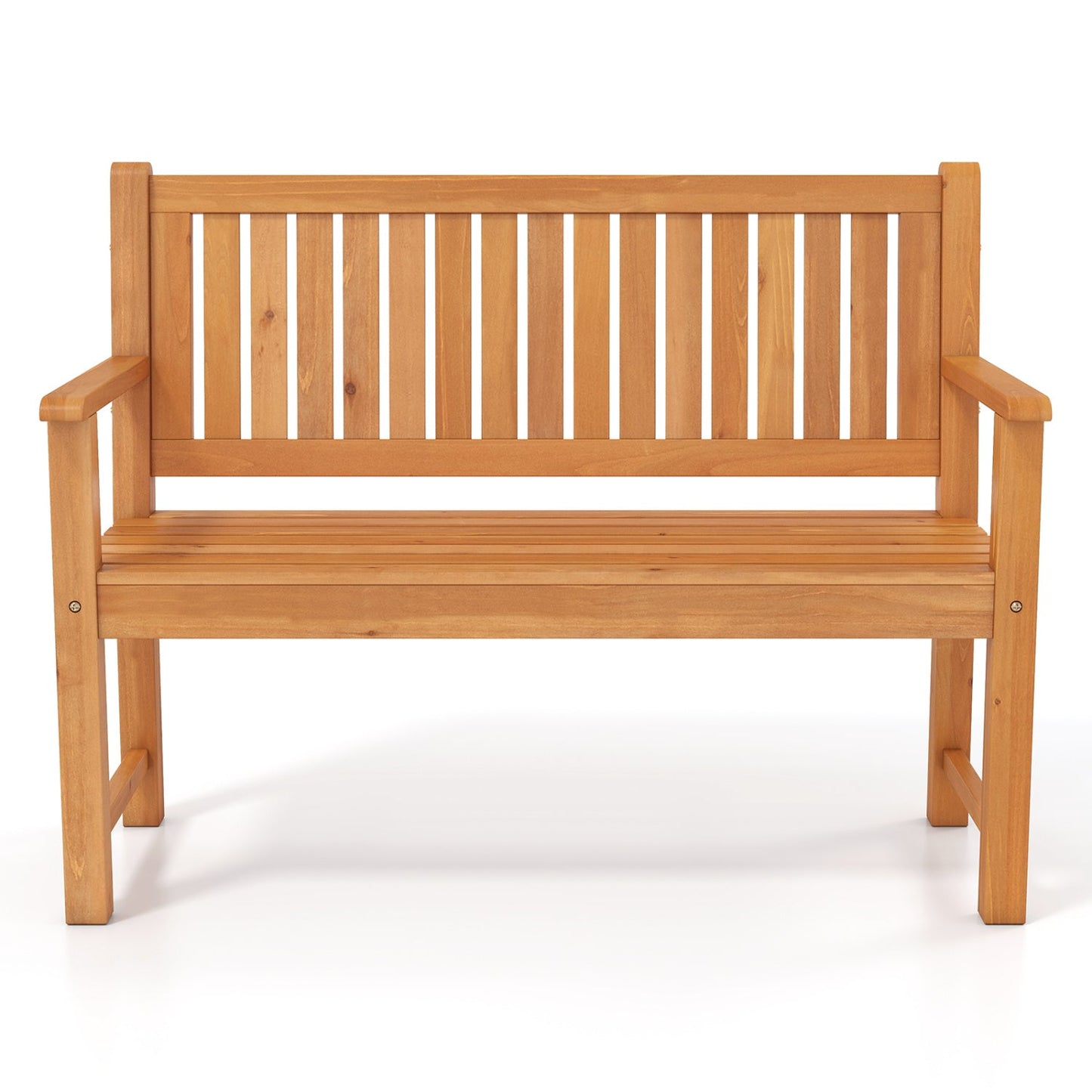 2-Seater Wooden Outdoor Bench with Backrest and Armrests