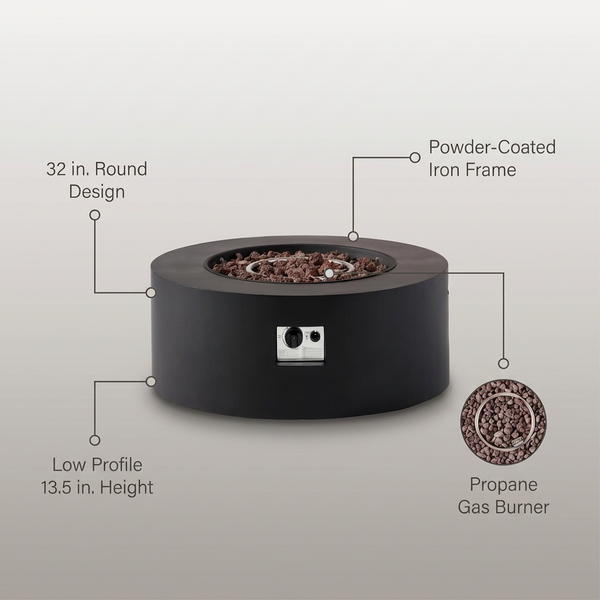Iron Propane Outdoor Patio Fire Pit