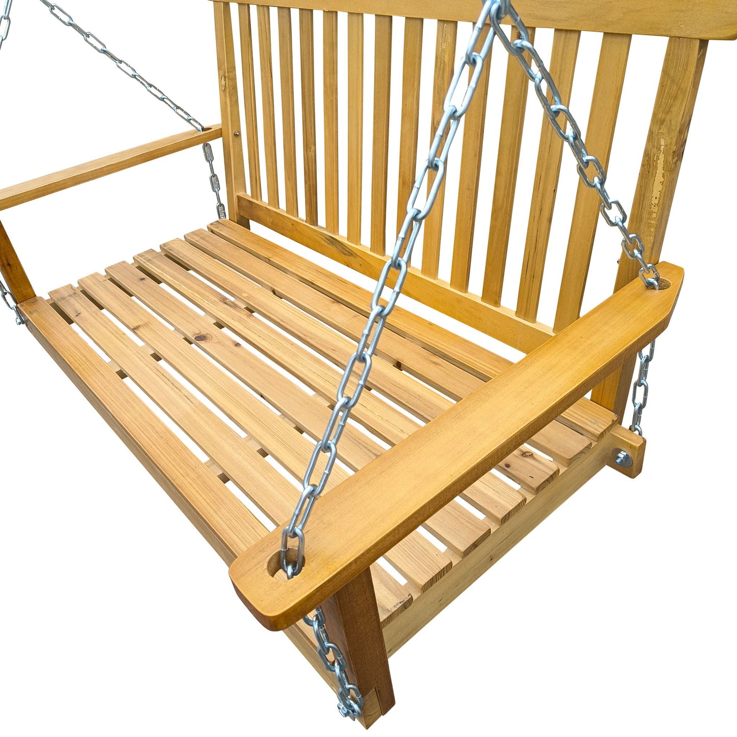 Unique Piece Furniture Outdoor Front Porch Swing with Armrests and Hanging Chains
