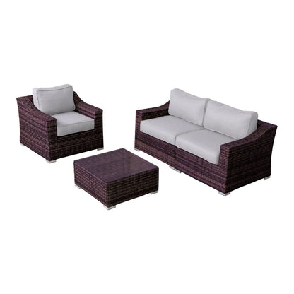 All-Weather Outdoor Wicker Patio Conversation Set with Cushions