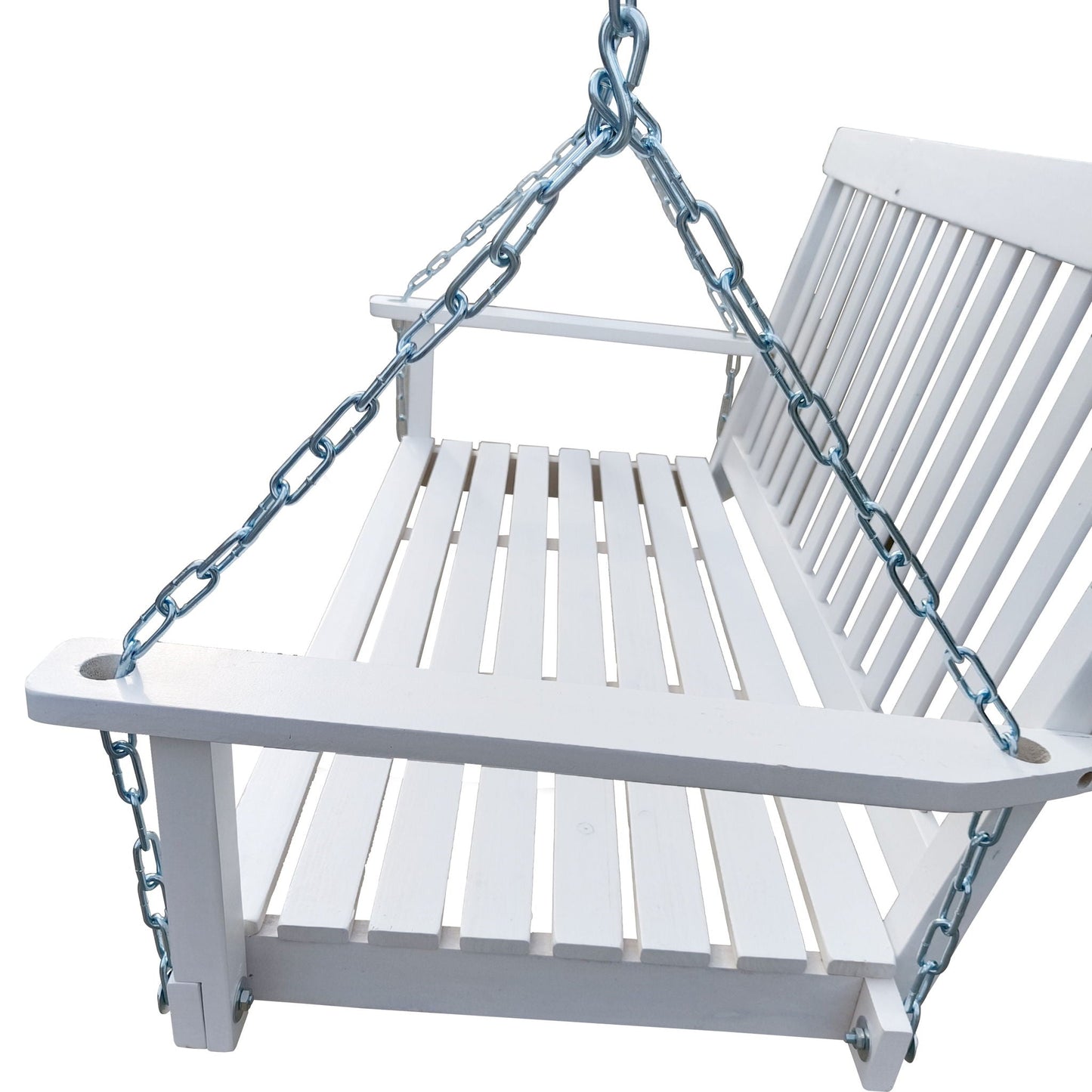 Unique Piece Furniture Outdoor Front Porch Swing with Armrests and Hanging Chains