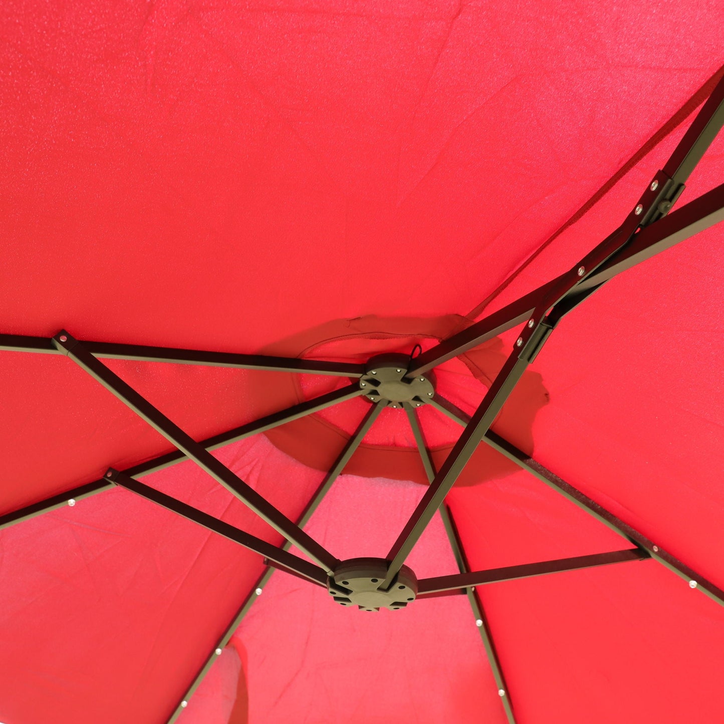 15ft x 9ft Extra-Large Double-Sided Solar LED Market Patio Umbrella with Cross Base