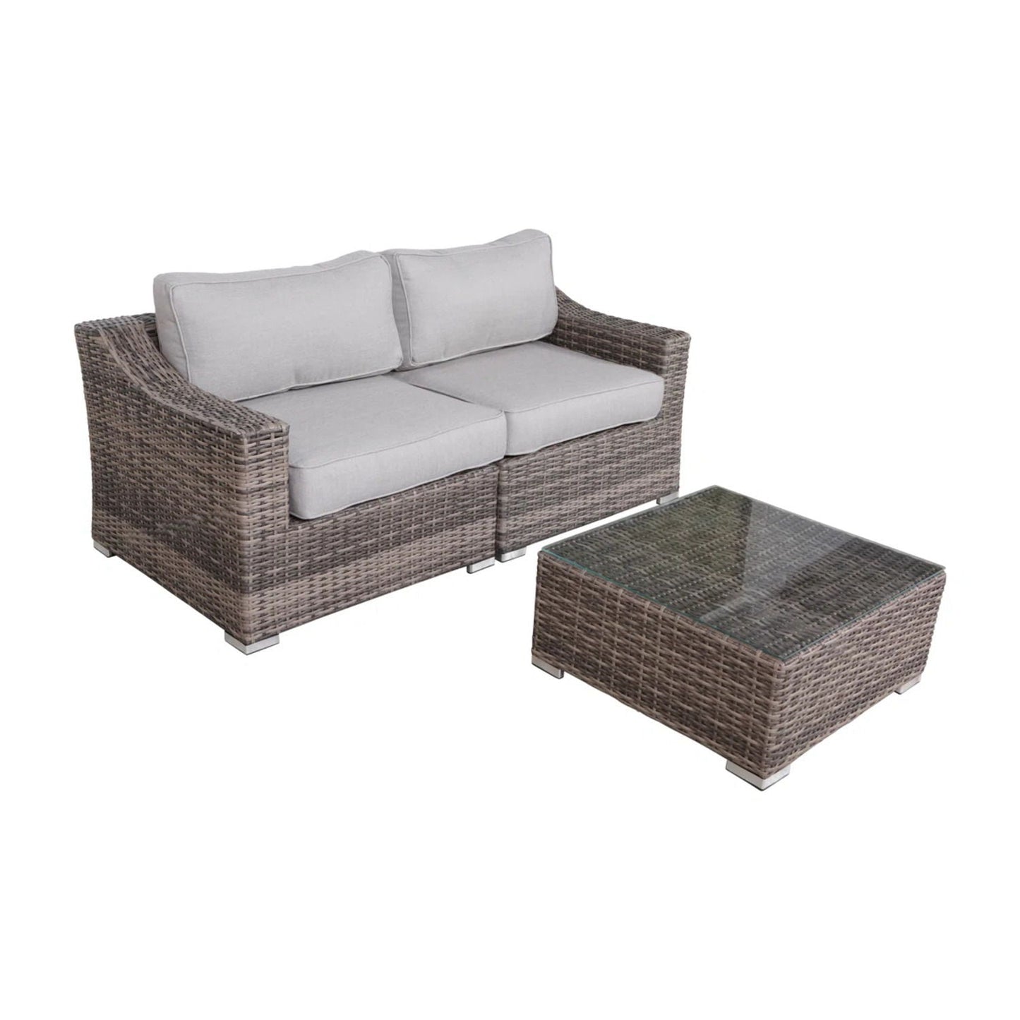 All-Weather Outdoor Wicker Patio Conversation Set with Cushions