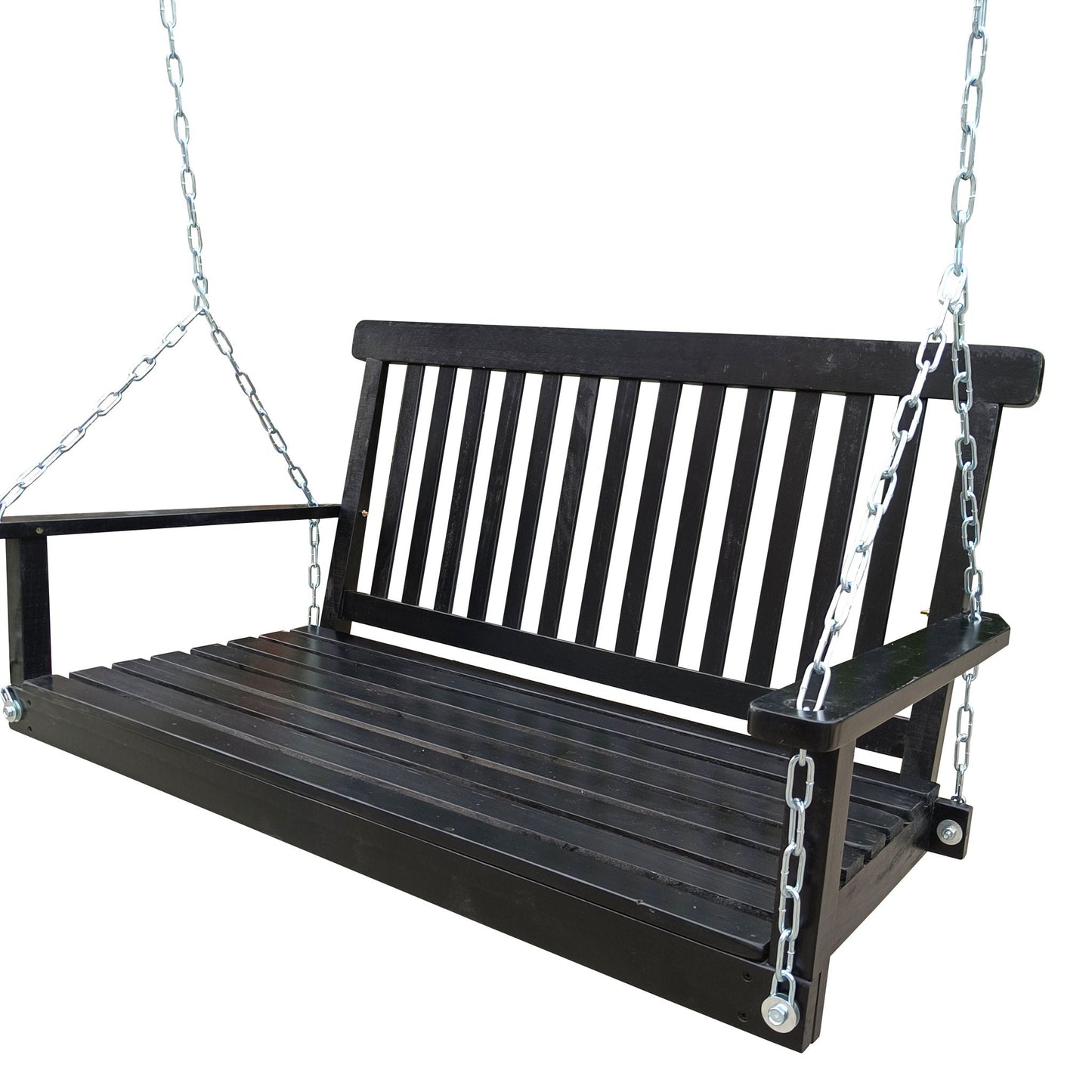 Unique Piece Furniture Outdoor Front Porch Swing with Armrests and Hanging Chains