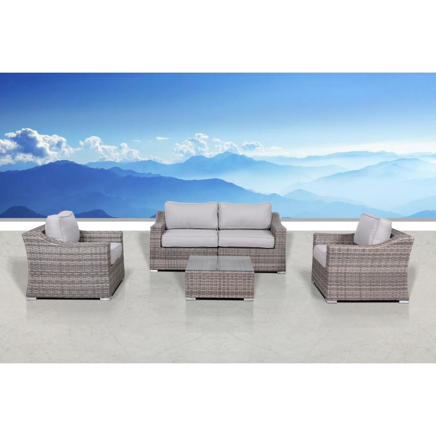 All-Weather Outdoor Wicker Patio Conversation Set with Cushions