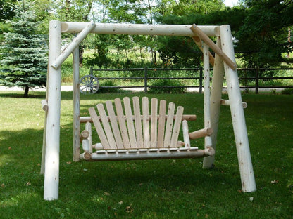Heavy-Duty Cedar Wooden Porch Swing with Integrated Stand and Canopy