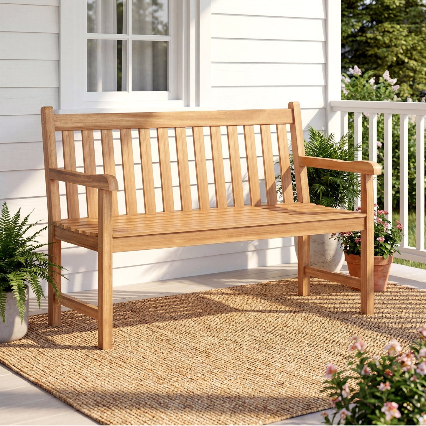 62-Inch Teak Wood Outdoor Garden Bench