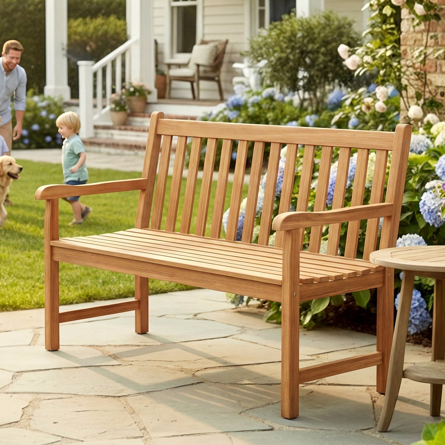 62-Inch Teak Wood Outdoor Garden Bench