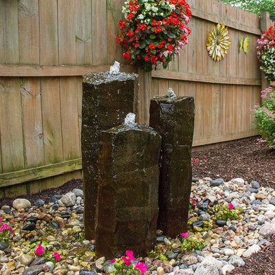 Aquascape Natural Mongolian Basalt Columns Set of 3 Fountain Kit – 24″, 30″, 36″ H Complete Outdoor Feature