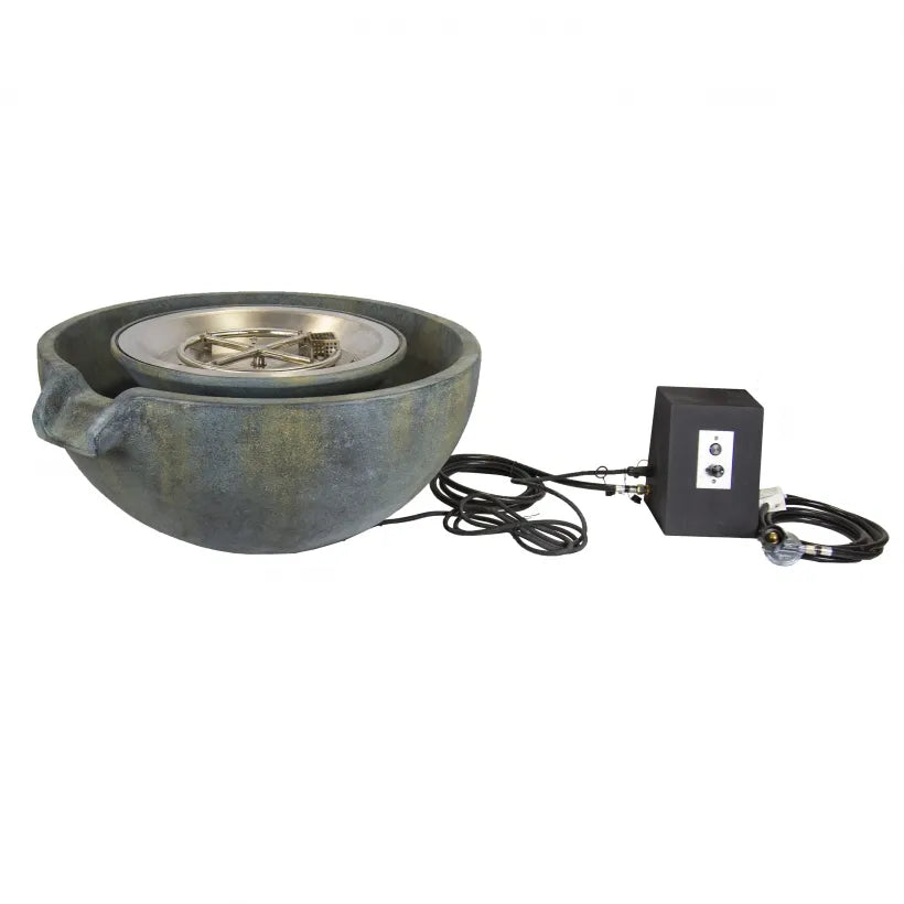 Fire and Water Spillway Bowl – 32″ Dia (81 cm) - comes complete with the full auto-ignite fire system. The water pump and sub-surface reservoir/basin included.
