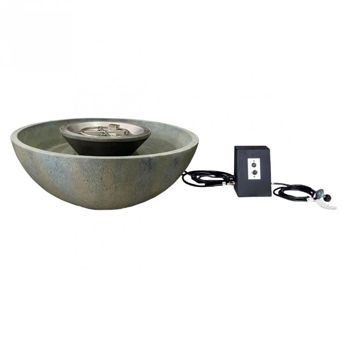 Fire and Water Spillway Basin – 40″ Dia (102 cm) - comes complete with the full auto-ignite fire control assembly. The water pump and sub-surface reservoir/basin are included.