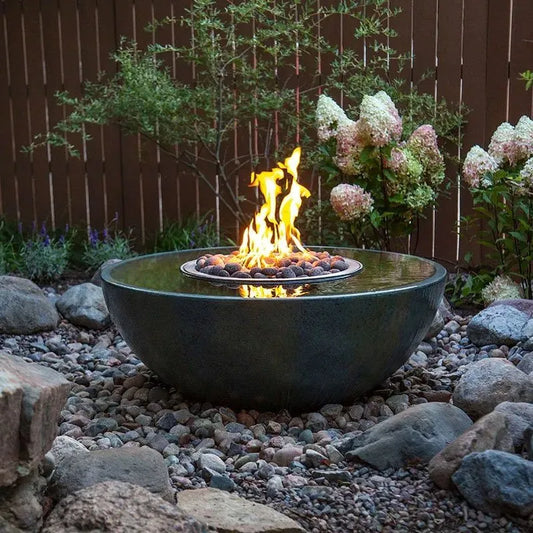 Aquascape Fire and Water Spillway Basin – 40″ Diameter Complete Kit with Auto-Ignite Fire System, Pump, and Sub-Surface Reservoir