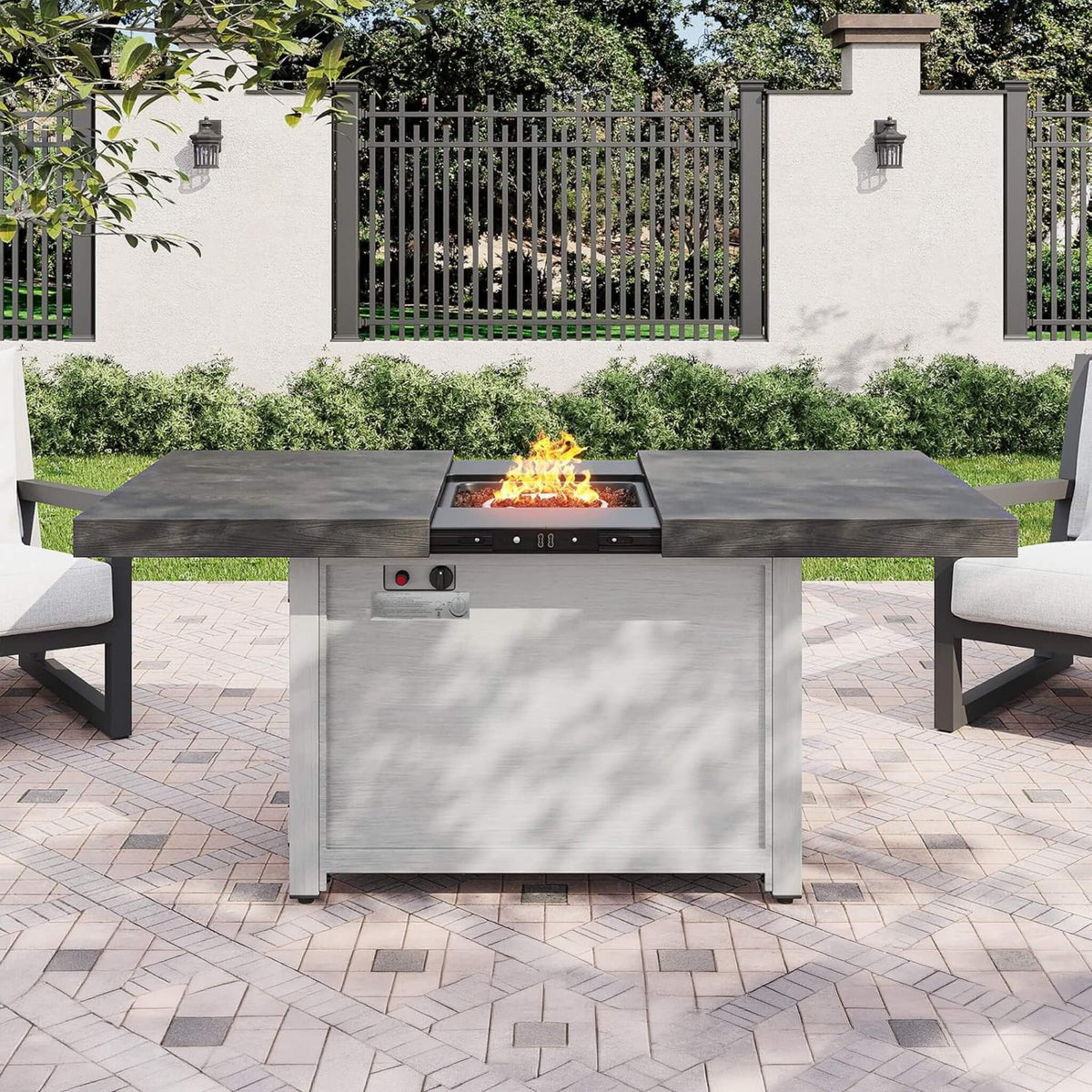 59-Inch 50K BTU Propane Fire Pit Table With Extendable Top (SAK71253)