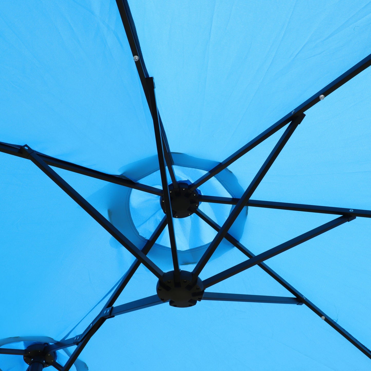 15ft x 9ft Extra-Large Double-Sided Solar LED Market Patio Umbrella with Cross Base