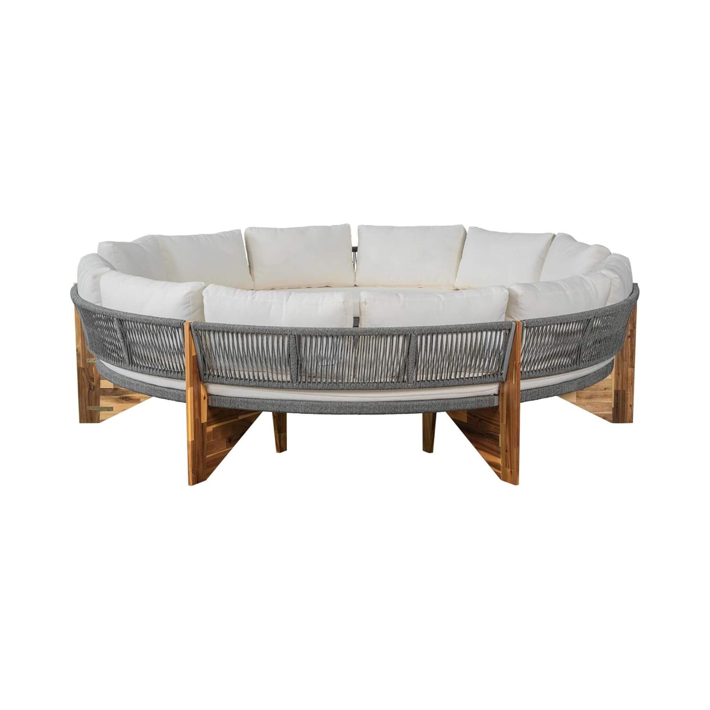 Alora 6-Person Half Moon Wood Patio Sectional Set
