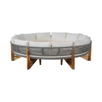 Alora 6-Person Half Moon Wood Patio Sectional Set