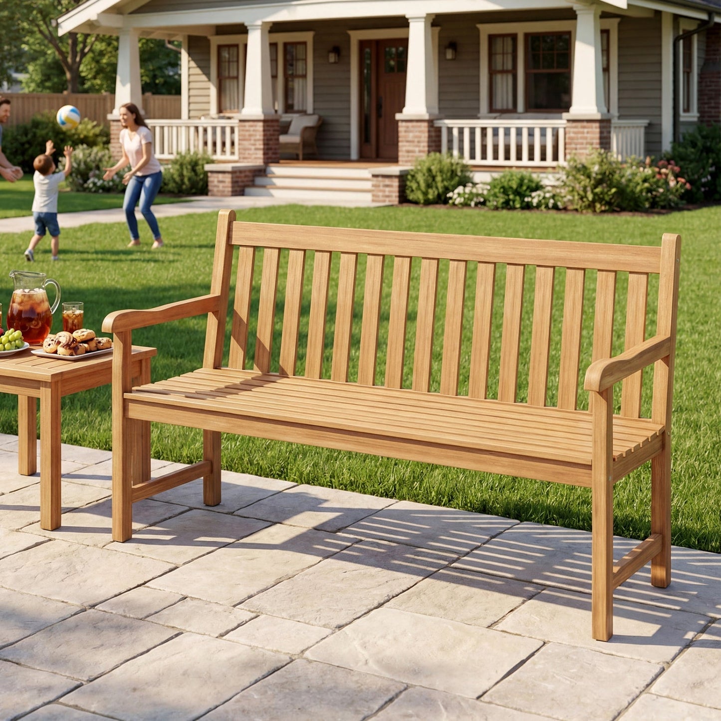 62-Inch Teak Wood Outdoor Garden Bench