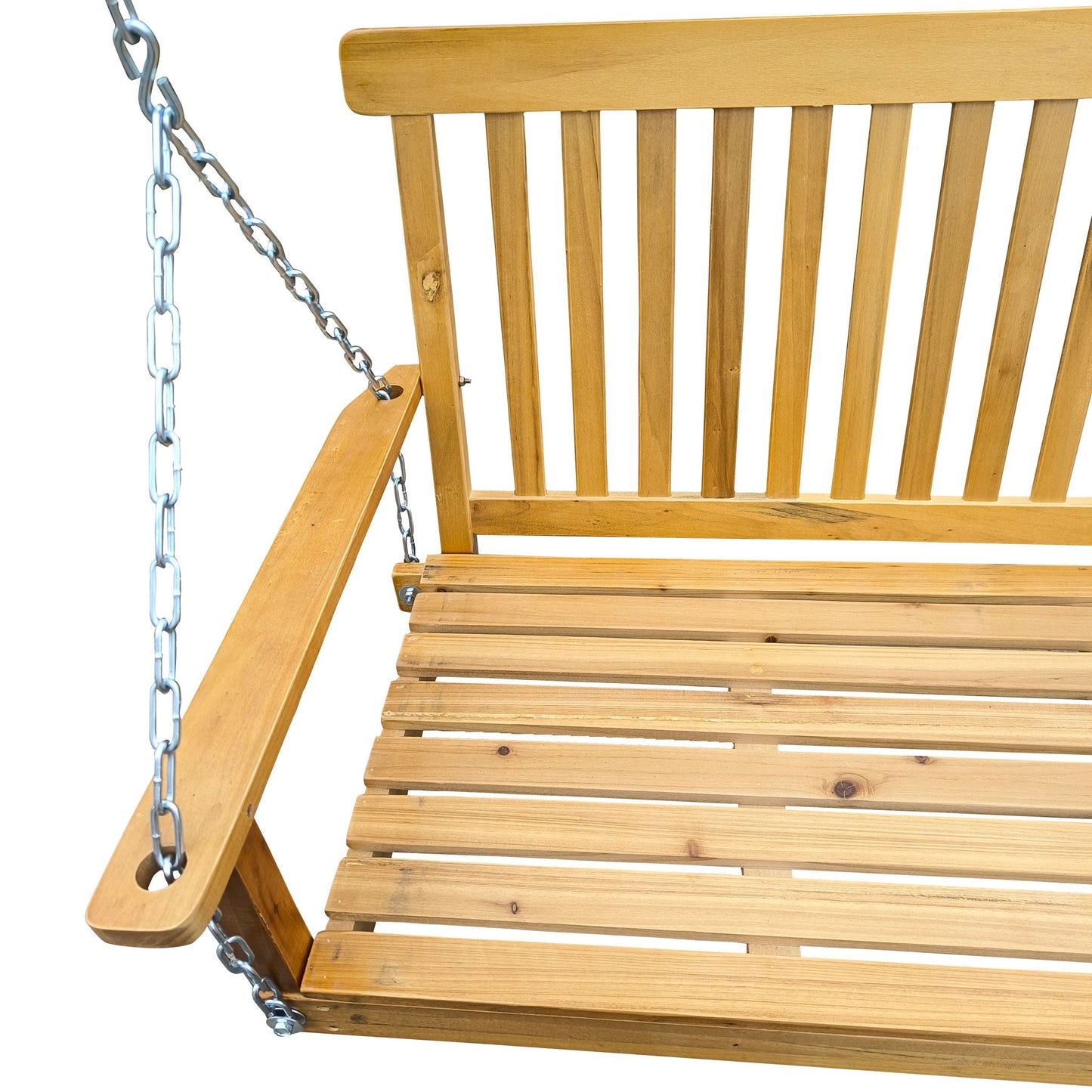 Unique Piece Furniture Outdoor Front Porch Swing with Armrests and Hanging Chains