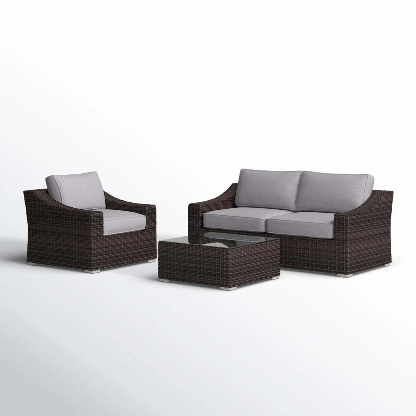 All-Weather Outdoor Wicker Patio Conversation Set with Cushions